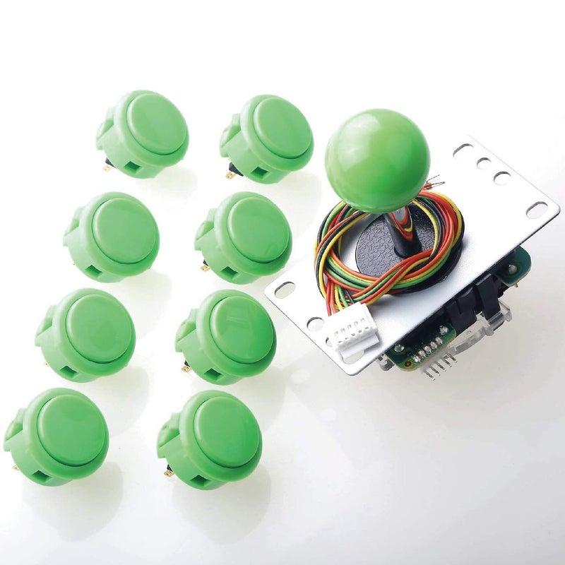 Sanwa JLF-TP-8YT Joystick + Sanwa 8 pcs OBSF-30 Push Button Bundle Kit Color : Green - for Arcade Game 4 & 8 Way Adjustable, Compatible with Catz Mad SF4 Tournament Joystick S@NWA - Image 1